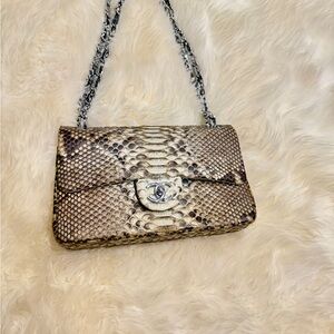 Chanel Beige Python Leather Shoulder Bag